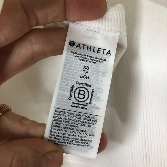 Athleta Aurora Seamless Ribbed Crop Racerback Tank Top White High Neck xs - Picture 4 of 6